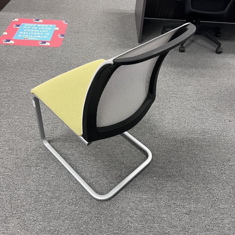 green steelcase reply guest chair, grey mesh back, used office furniture