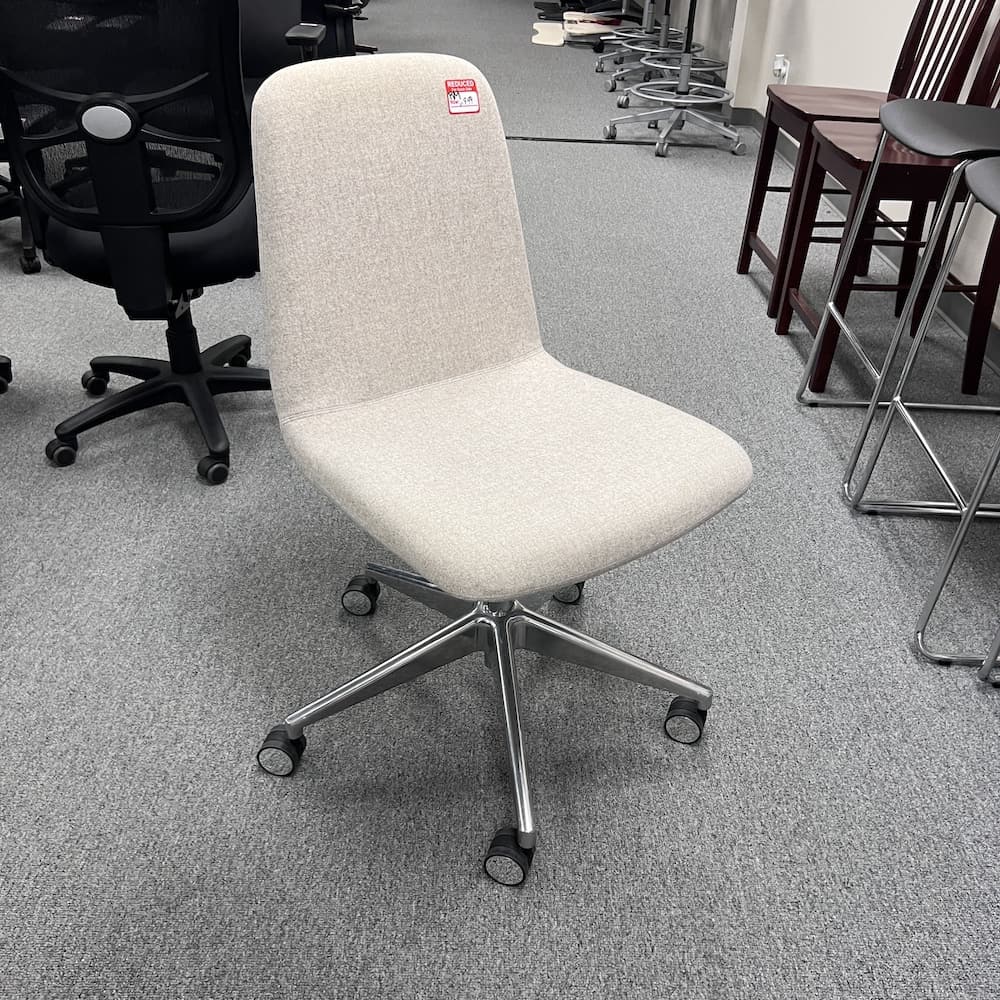 cream oatmeal wool paoli armless rolling chair, used office furniture