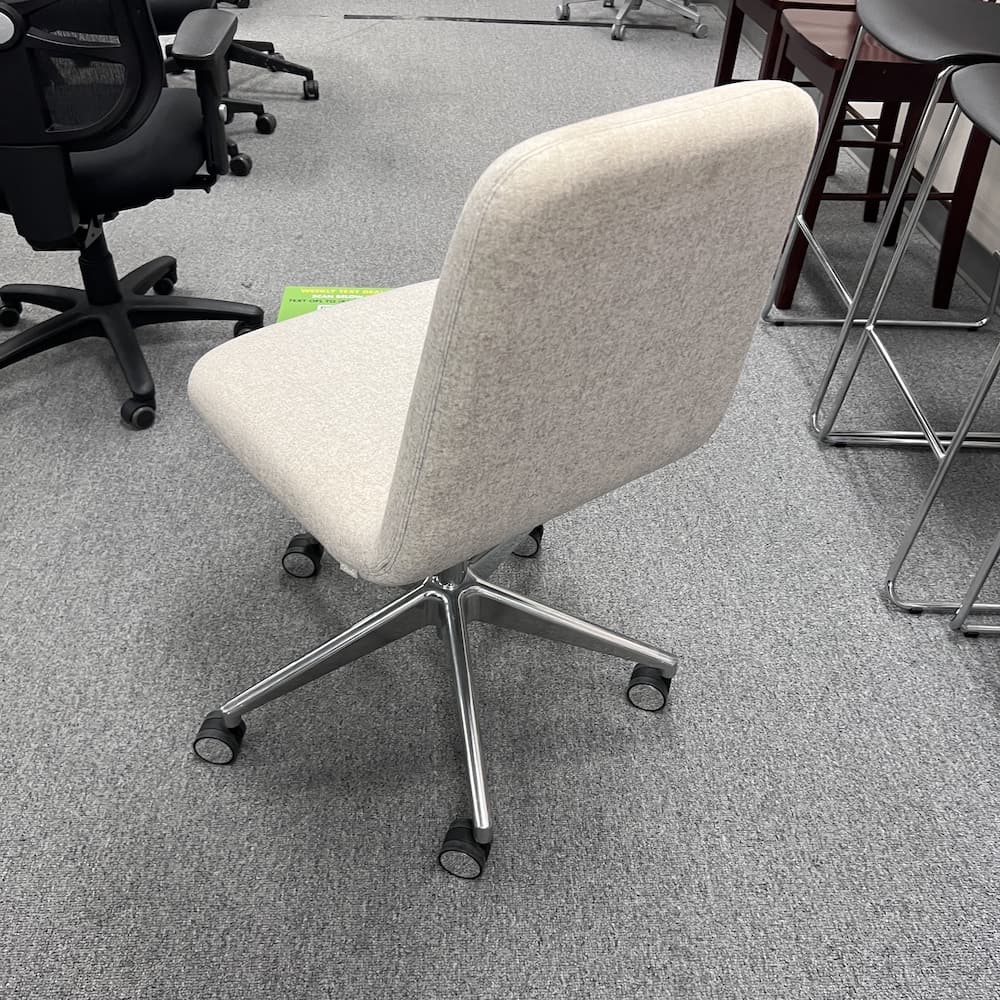 cream oatmeal wool paoli armless rolling chair, used office furniture