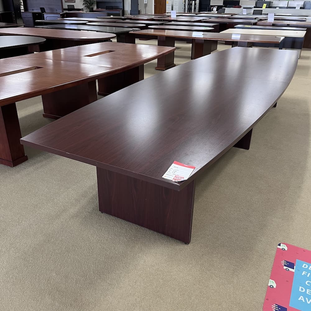 mahogany laminate 14 ft conference table, hon brand, used office furniture
