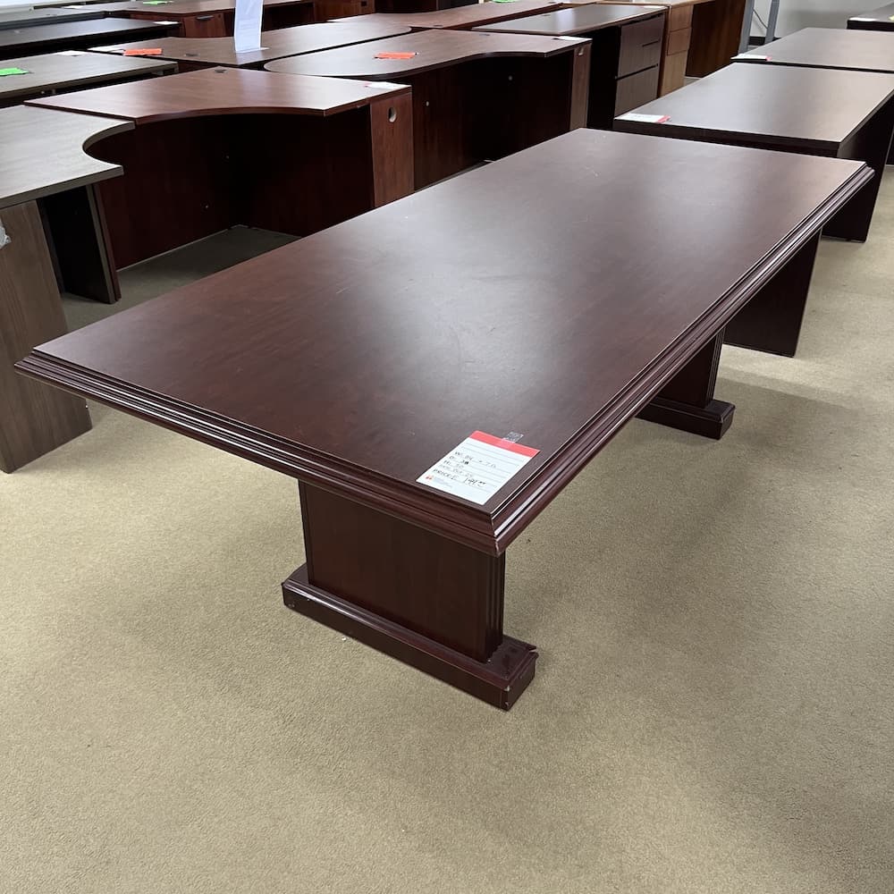 mahogany laminate 7 ft conference table, rectangle, used office furniture