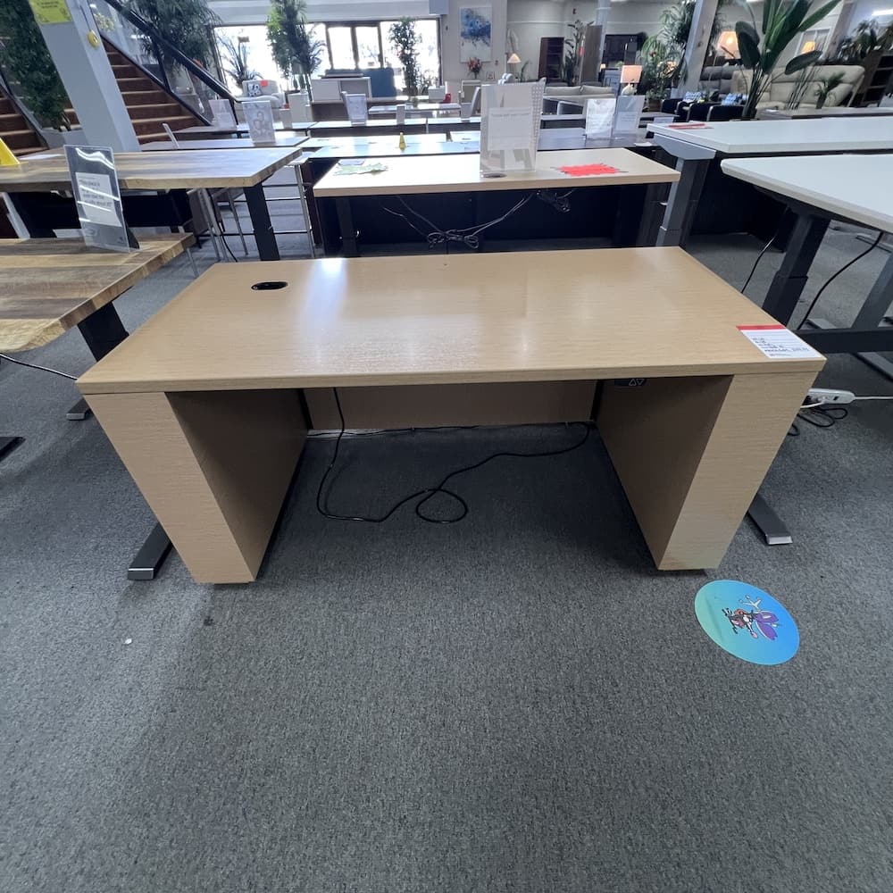 national Kimball furniture Tessera height adjustable electric standing desk 60x30, used office furniture, maple laminate