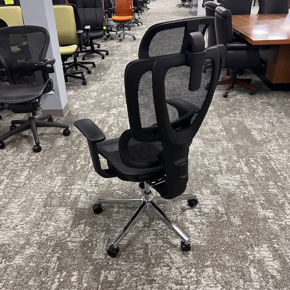 new black mesh mars chair with head rest, office task chair, ergonomic, adjustable