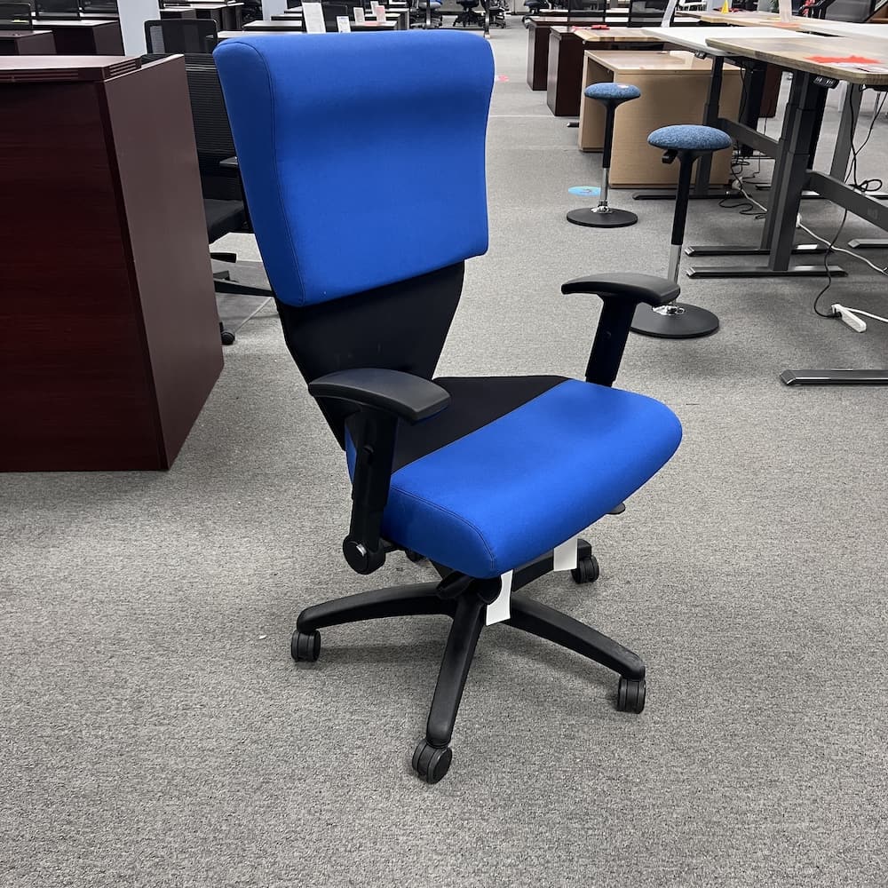 buzz seating law enforcement office chair, shield chair, ergonomic, blue nylon, flip back arms, new office furniture