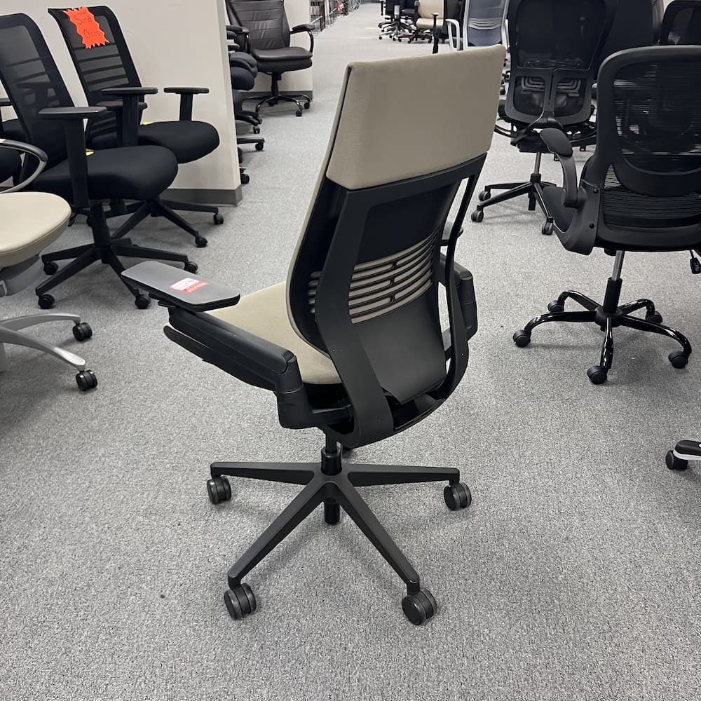 tan upholstered steelcase gesture executive task chair, ergonomic, used office furniture, san antonio