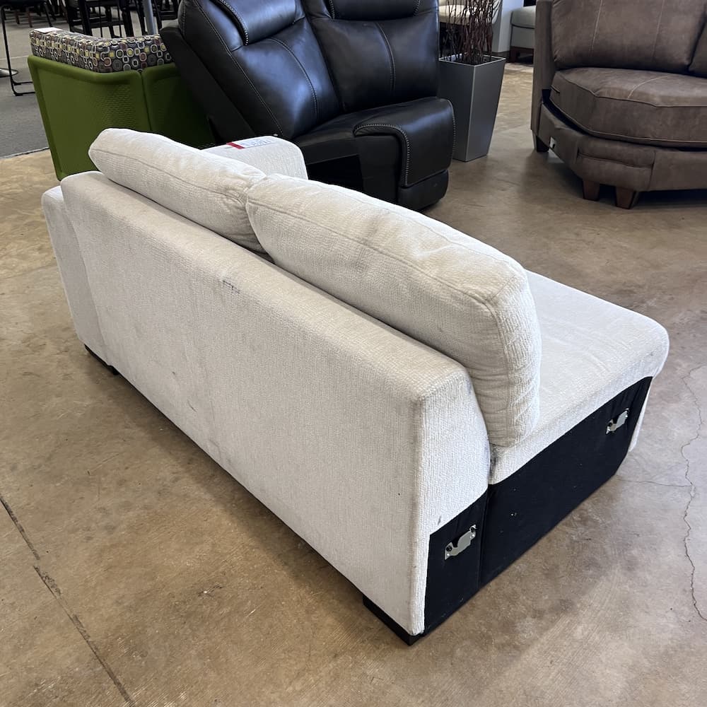 white pop up bed sofa loveseat, open box, scratch n dent, used home goods, home furniture, upholstered. sleeper.