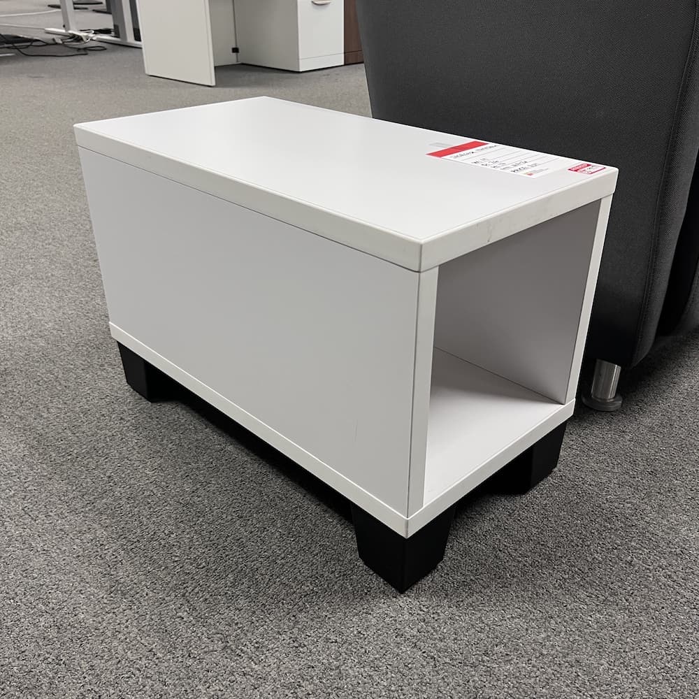 white laminate steelcase turnstone side table, modern, tunnel, used office furniture