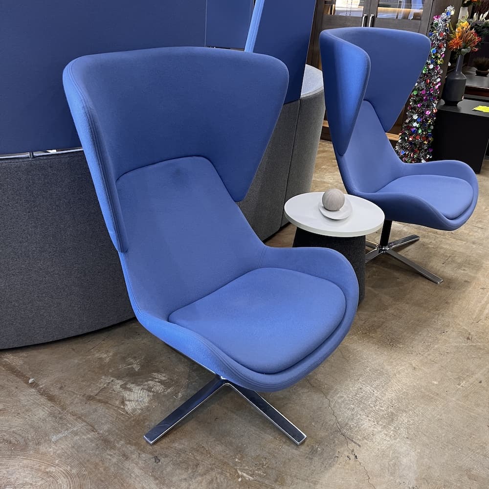 blue avi high back swivel chair, orange box, steelcase, used office furniture, lounge seating