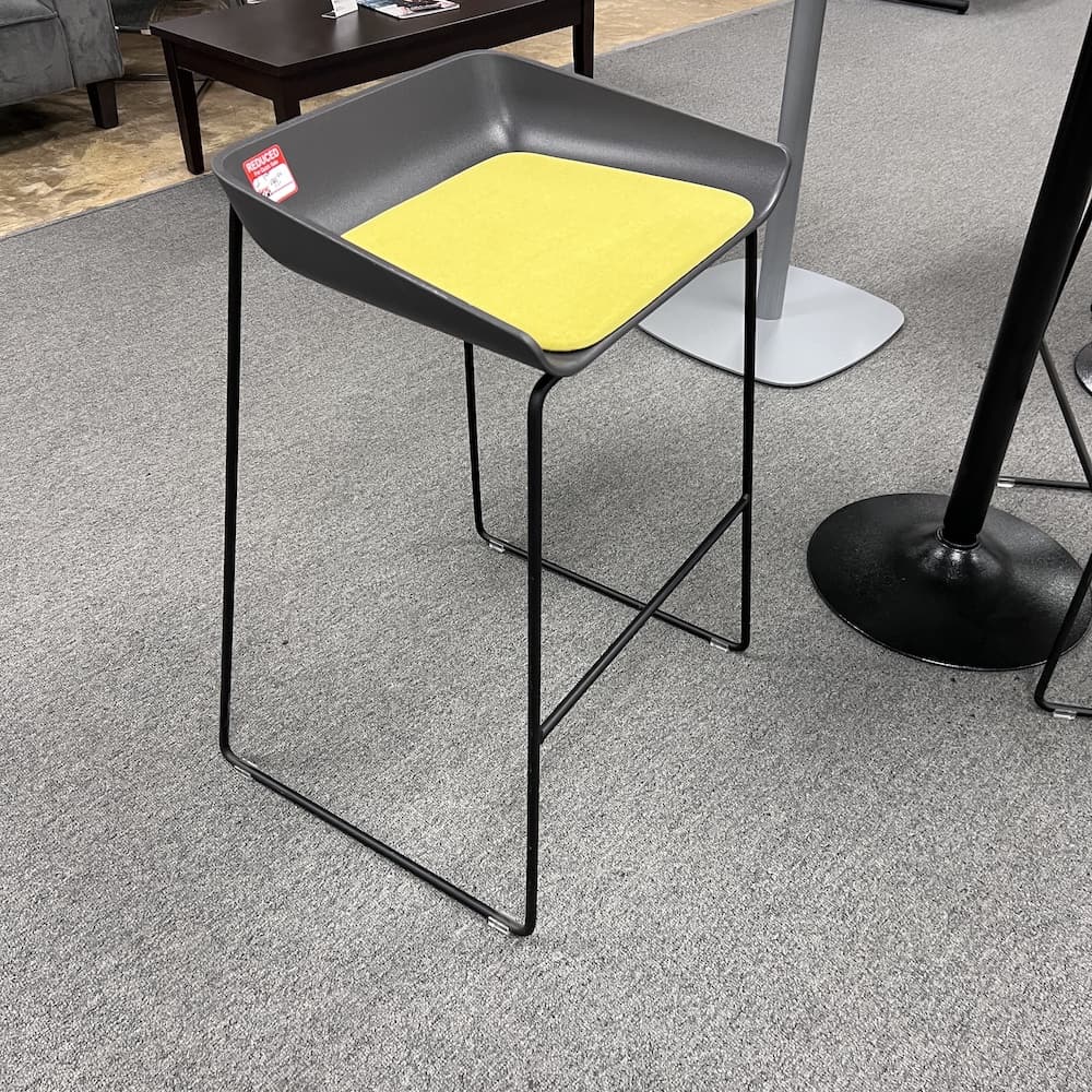 black and green steelcase stool, scoop, used office furniture