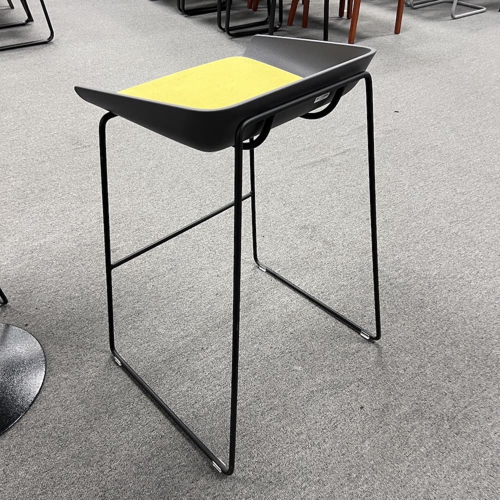 black and green steelcase stool, scoop, used office furniture