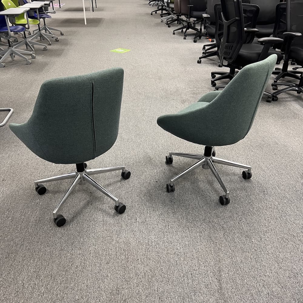green upholstered heather swivel chair, erg international Carlton, used office furniture