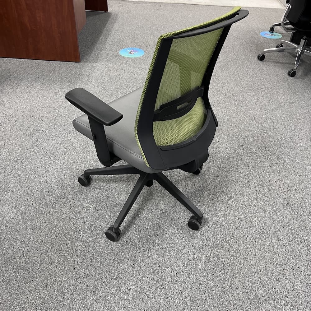 green mesh back steelcase reply with grey vinyl seat, used office furniture