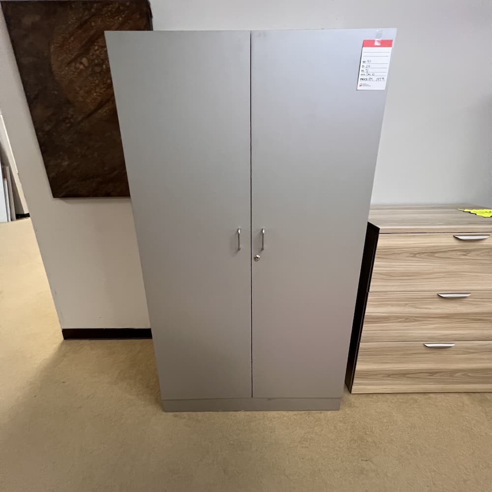 2 door grey laminate storage cabinet wardrobe, used office furniture