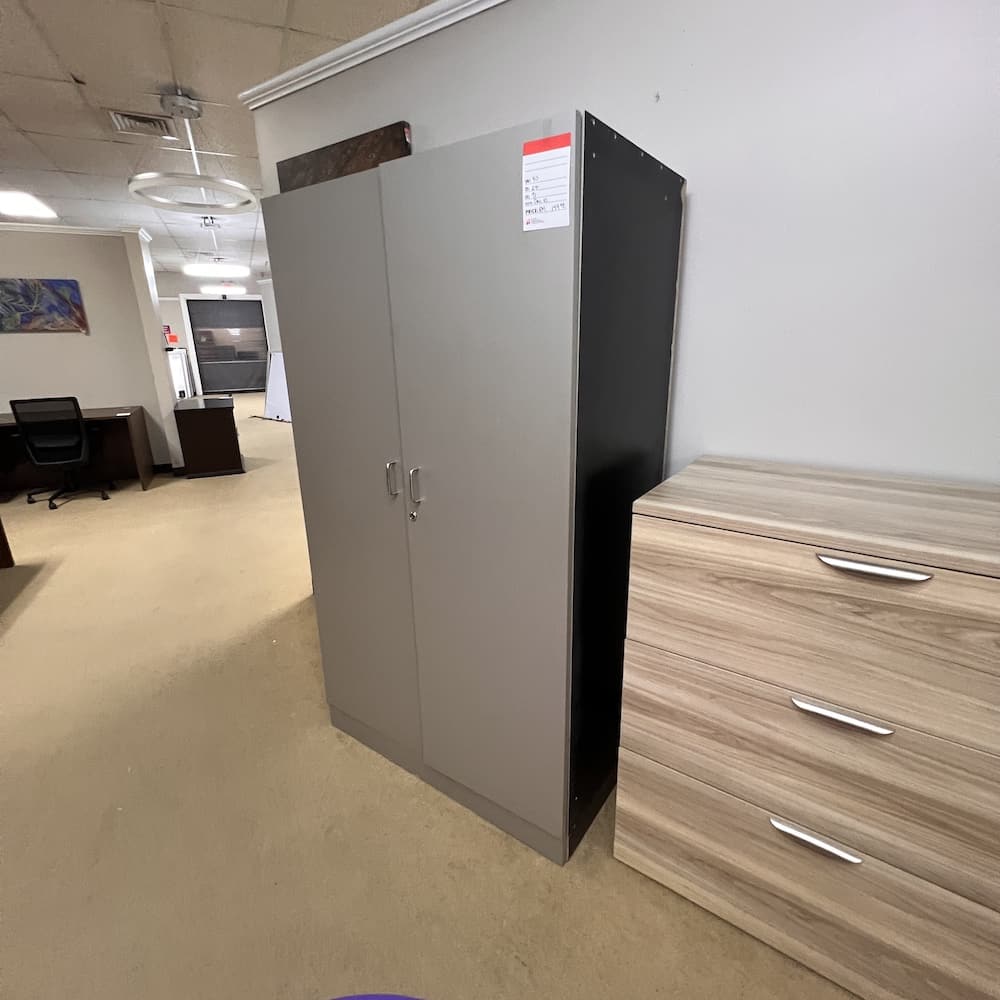 2 door grey laminate storage cabinet wardrobe, used office furniture