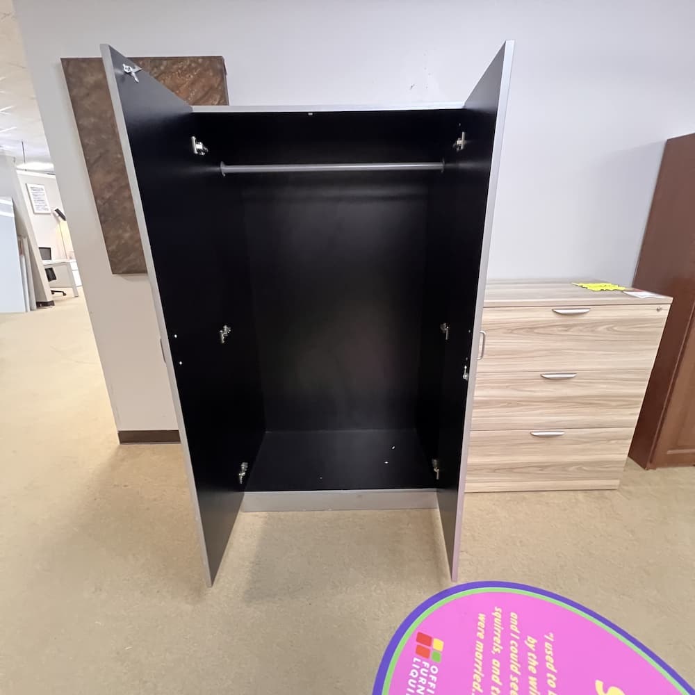 2 door grey laminate storage cabinet wardrobe, used office furniture