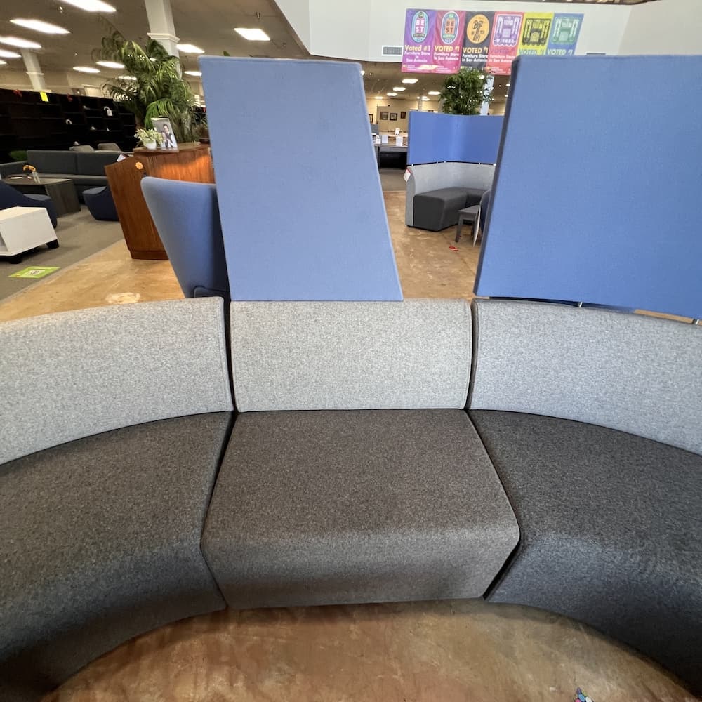 orange box flex seating grey two tone bench commercial lounge collaboration area, use office furniture