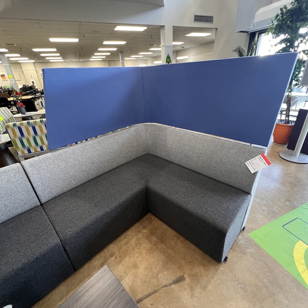 orange box flex seating grey two tone bench commercial lounge collaboration area, use office furniture