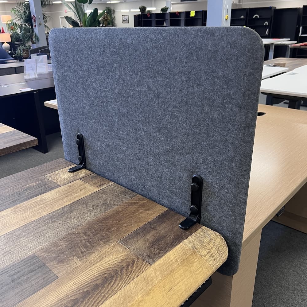 vari desk grey felted privacy panel and modesty panel with grippers removable