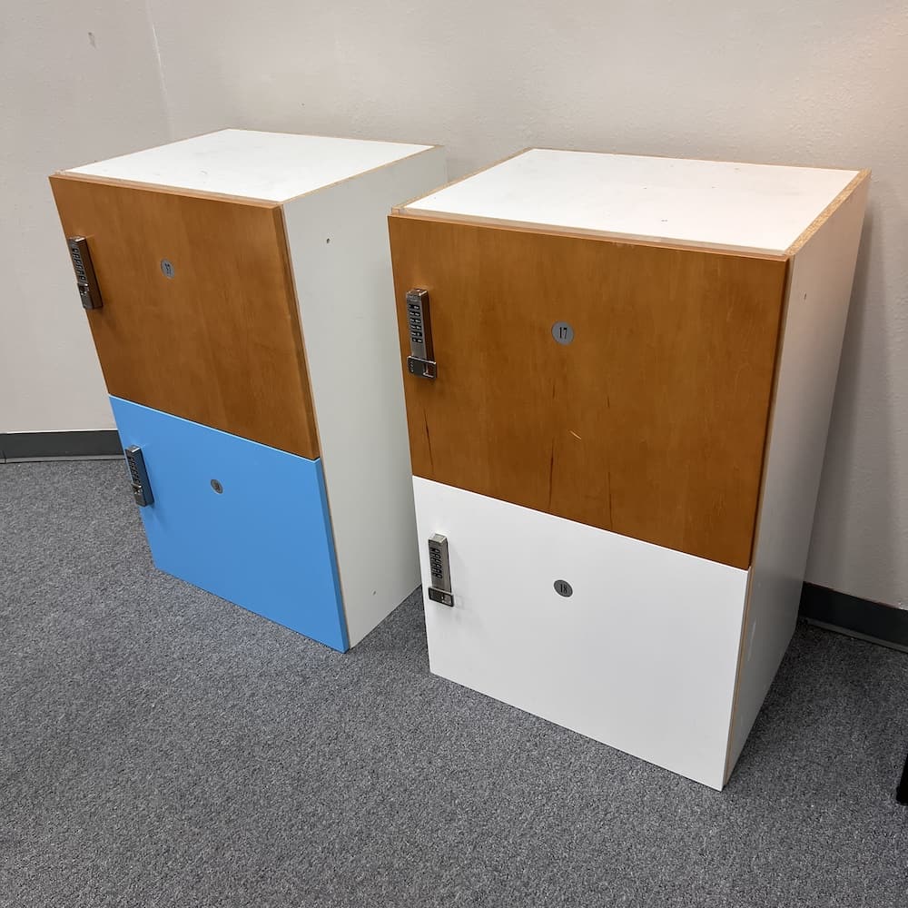 used idealockers lockers laminate digilock sola, white, blue, honey, used furniture