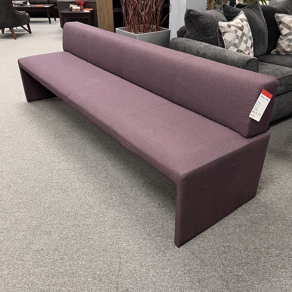 steelcase coalesse bench, purple upholstered seating, sofa couch, commercial lounge, used office furniture
