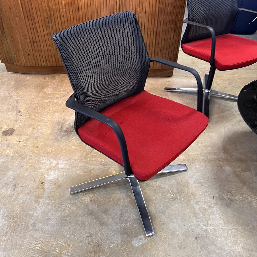 red and black mesh back swivel chairs, orange box, used office furniture