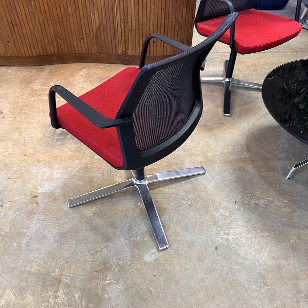 red and black mesh back swivel chairs, orange box, used office furniture