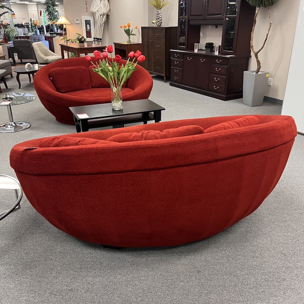 red round upholstered sofa couch Cellini UFO, used furniture
