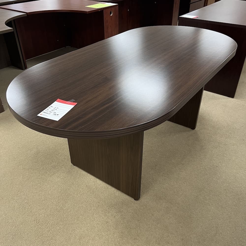 hon walnut laminate 6 ft conference table racetrack, used office furniture