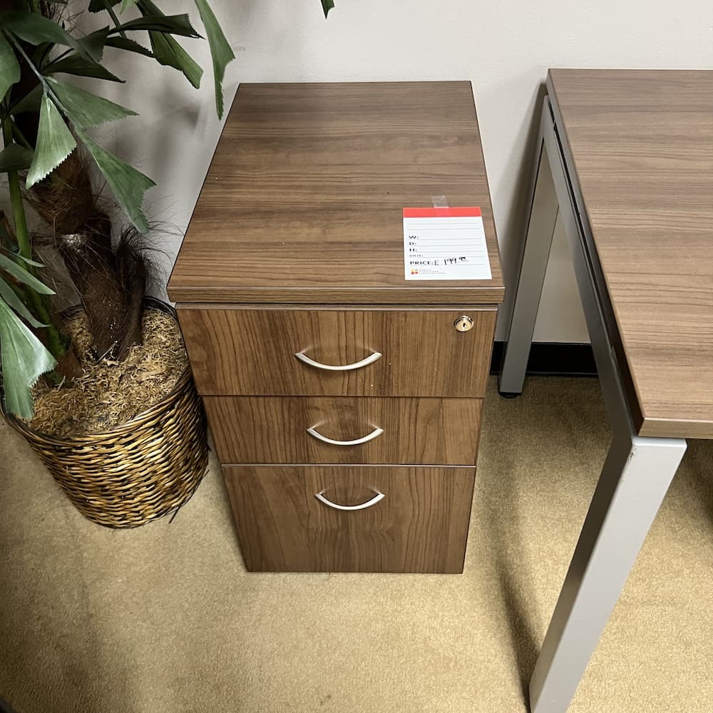 walnut laminate with grey pulls box box file rolling pedestal vertical, used office furniture