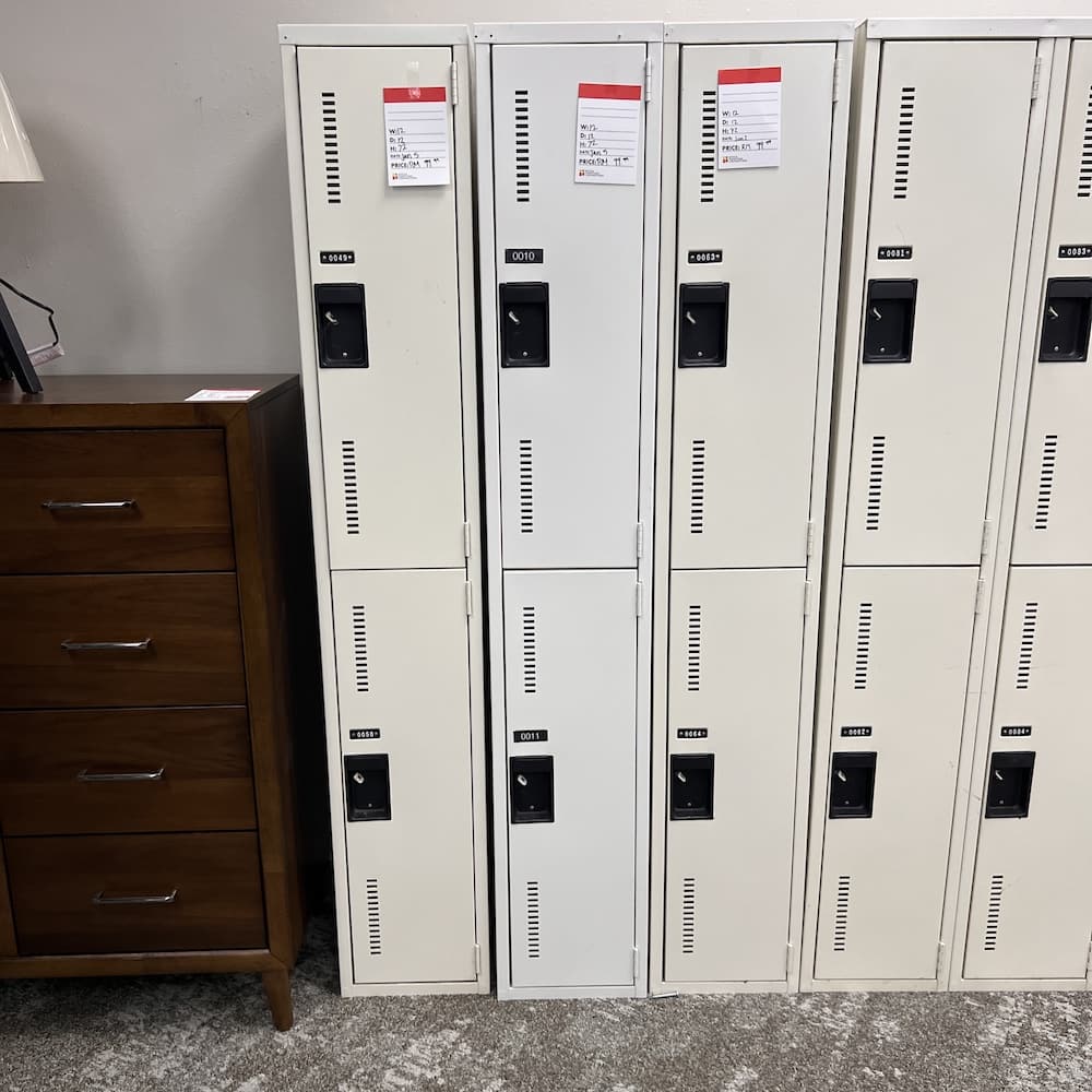 beige lockers 2 door, metal, used storage cubbies, used office furniture