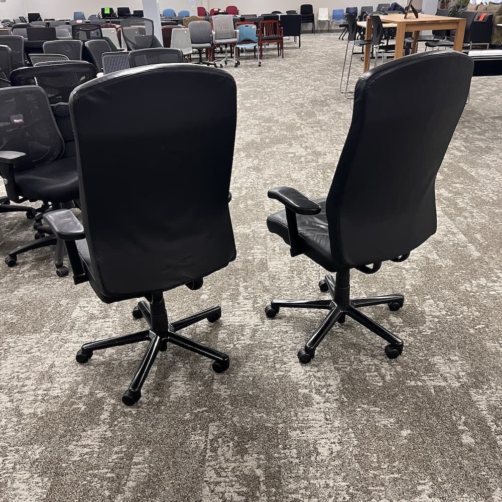 black leather steelcase vecta conference chairs, used office furniture