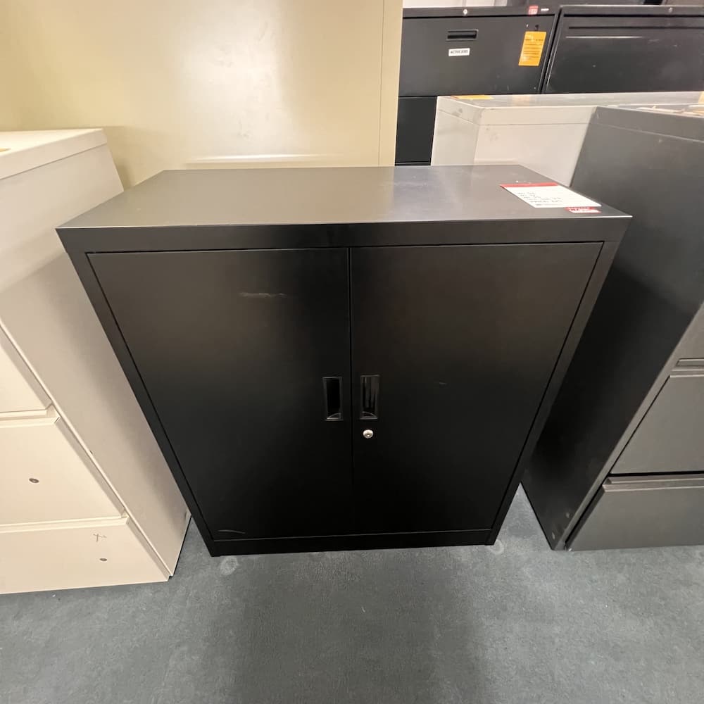 32" W x 36" H Black Metal 2 Door Storage Cabinet
