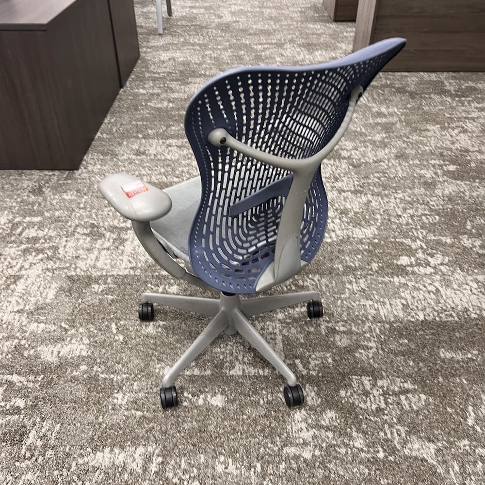 blue and grey mirra Herman Miller task chair, used office furniture