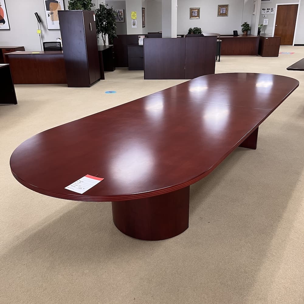 cherry veneer 12 ft conference table, used office furniture