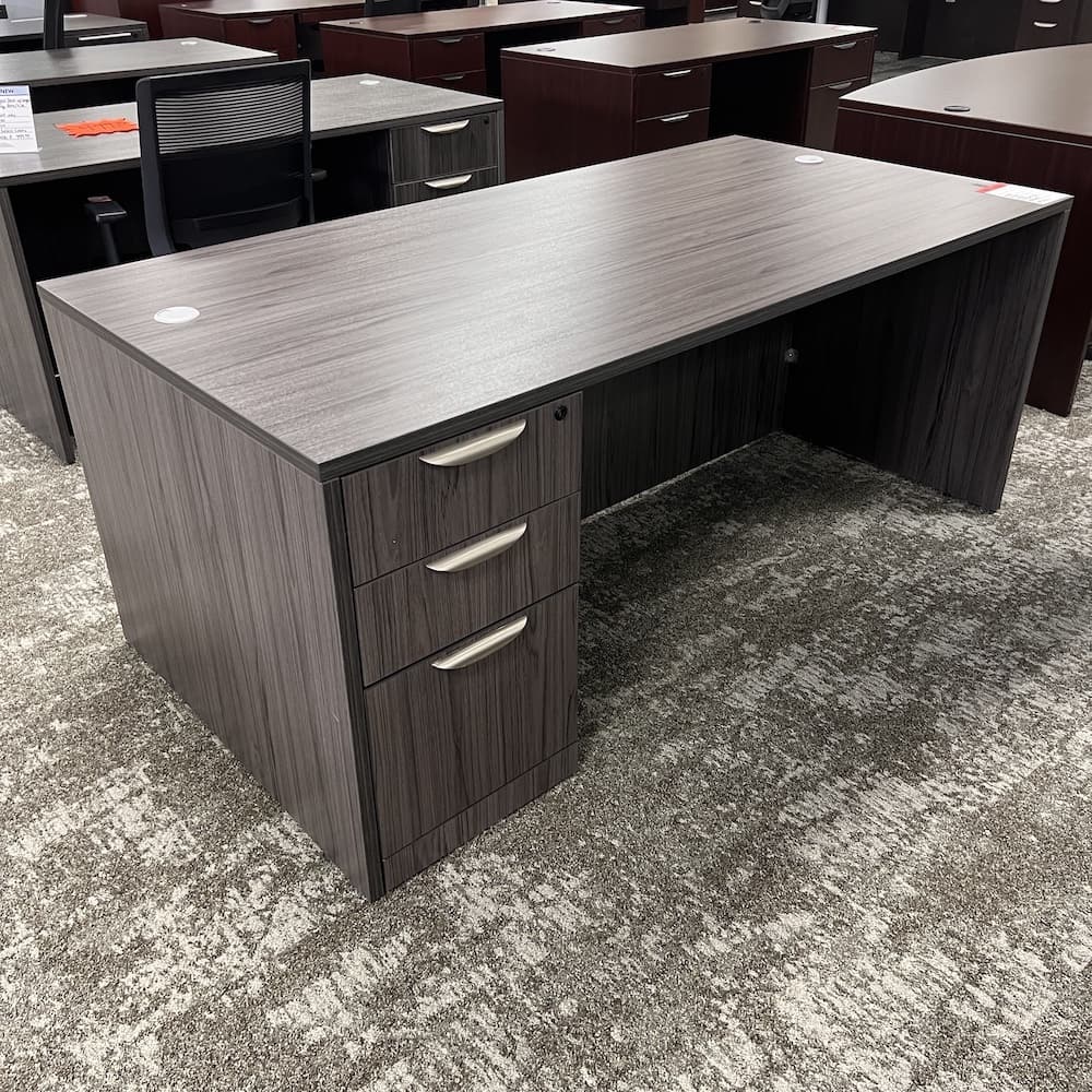 coastal grey laminate desk 71 x 36 with box/box/files, open box office furniture