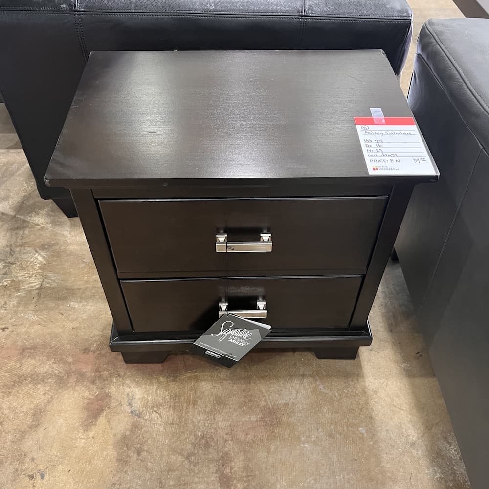 espresso Ashley furniture nightstand, used furniture, open box slightly irregular