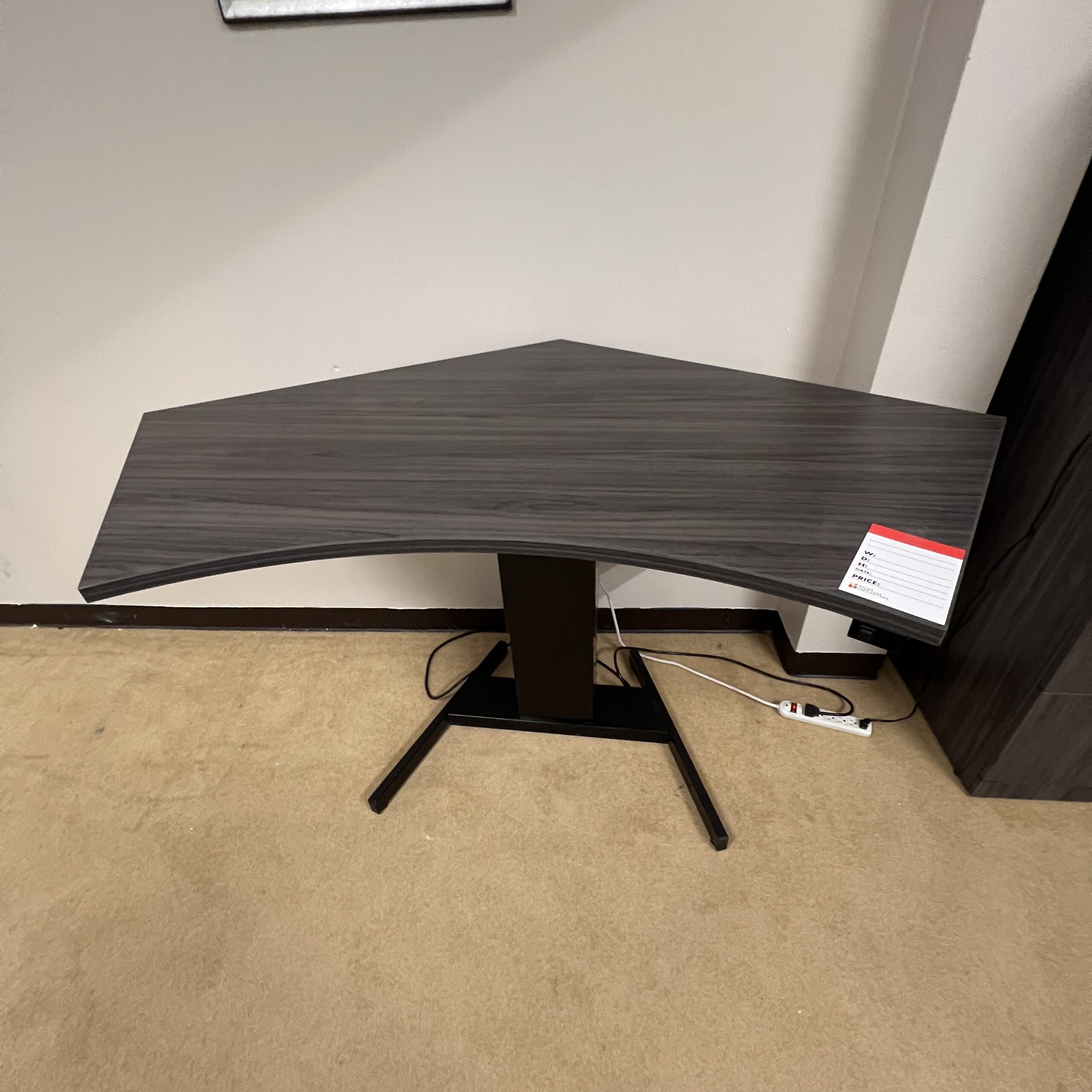 coastal grey laminate corner height adjustable desk with black used mayline base, used office furniture