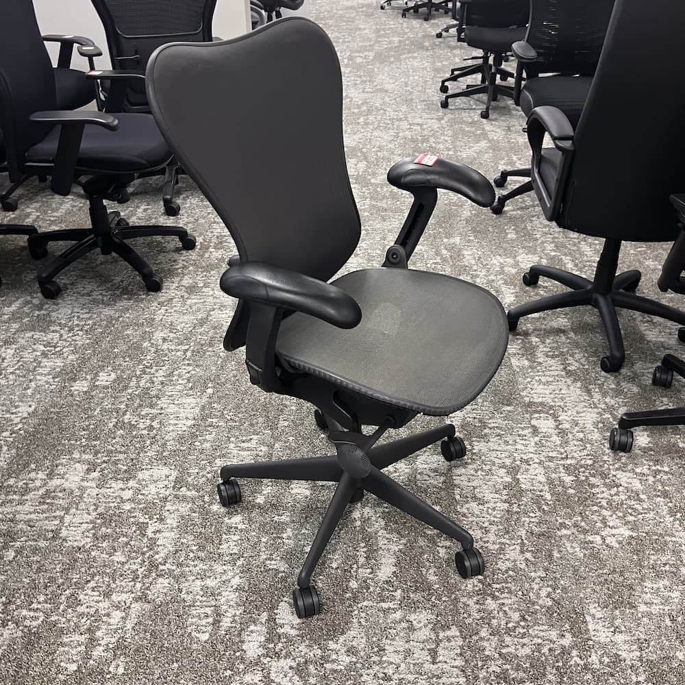 grey mesh mesh Herman Miller Mirra task chair, version 1, used office furniture
