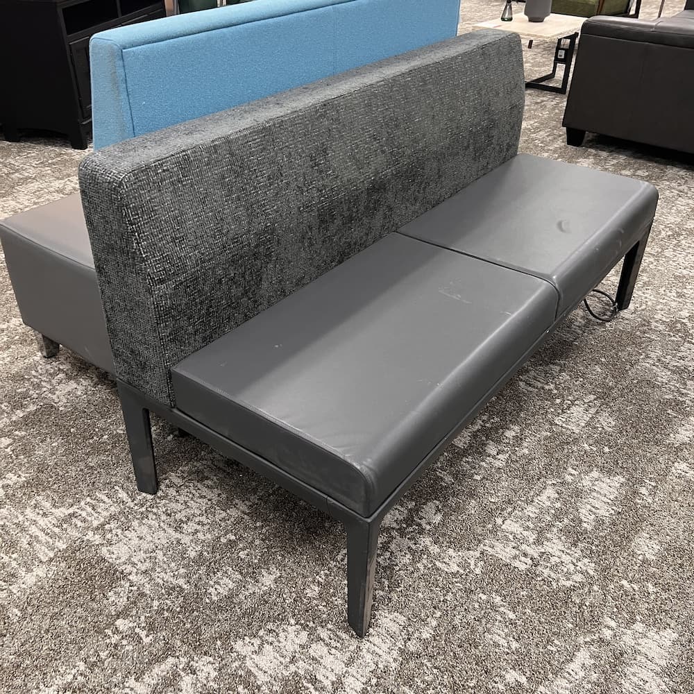grey vinyl and uphosltery steelcase healthcare regards bench, heavy duty commercial lounge waiting room, used office furniture