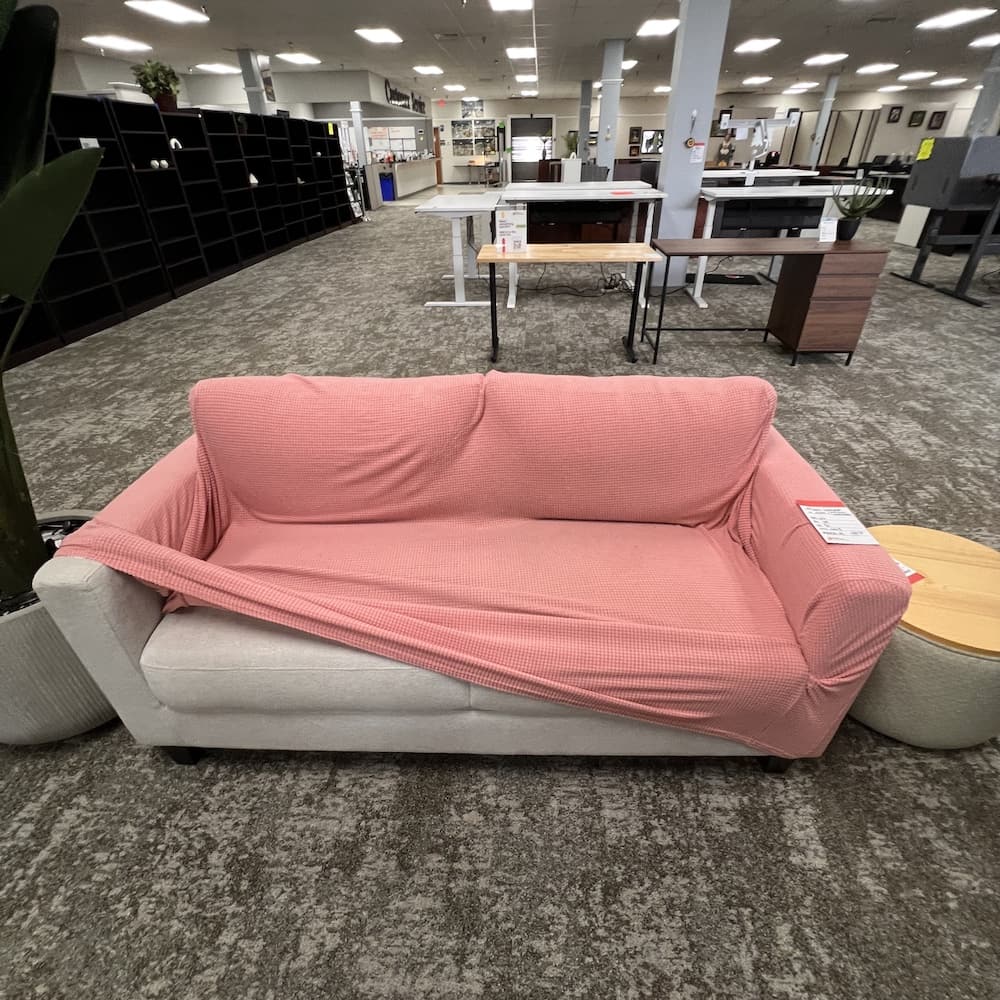 light grey upholstered loveseat 2 seater, at home 65" wide, used home furniture