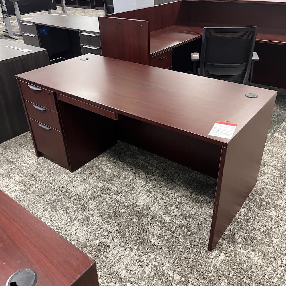 71 x 30 mahogany laminate desk box box file used office furniture