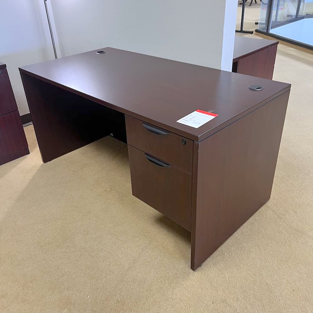 mahogany laminate desk 60 x 30 with single hanging box file, used office furniture