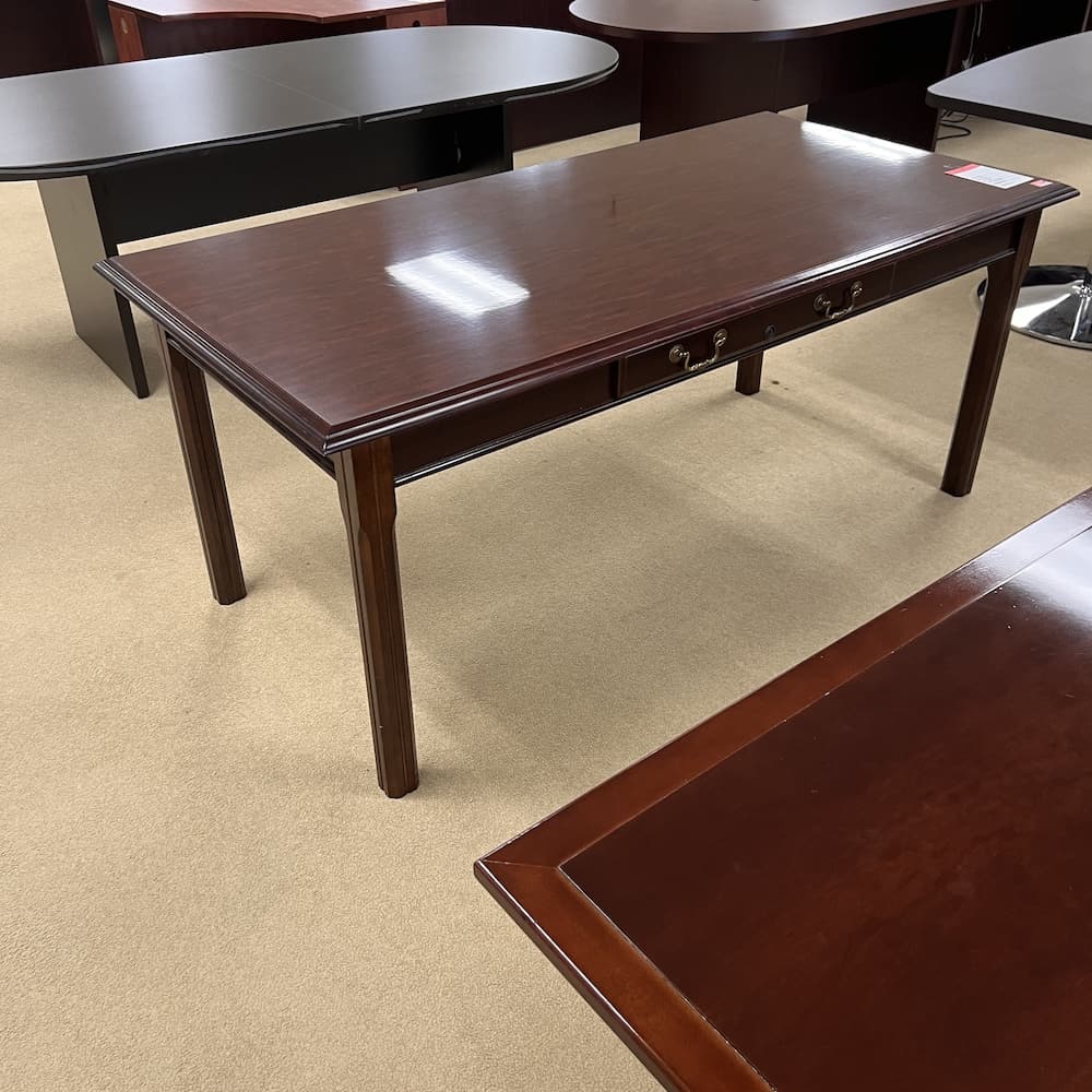 mahogany veneer writing desk, used office furniture, traditional