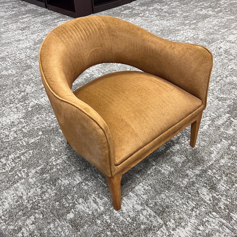 mustard upholstered side chair, open box furniture, Uma