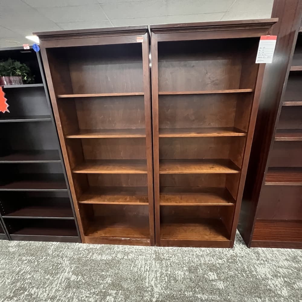walnut veneer bookcase 72 tall, used office furniture, storage