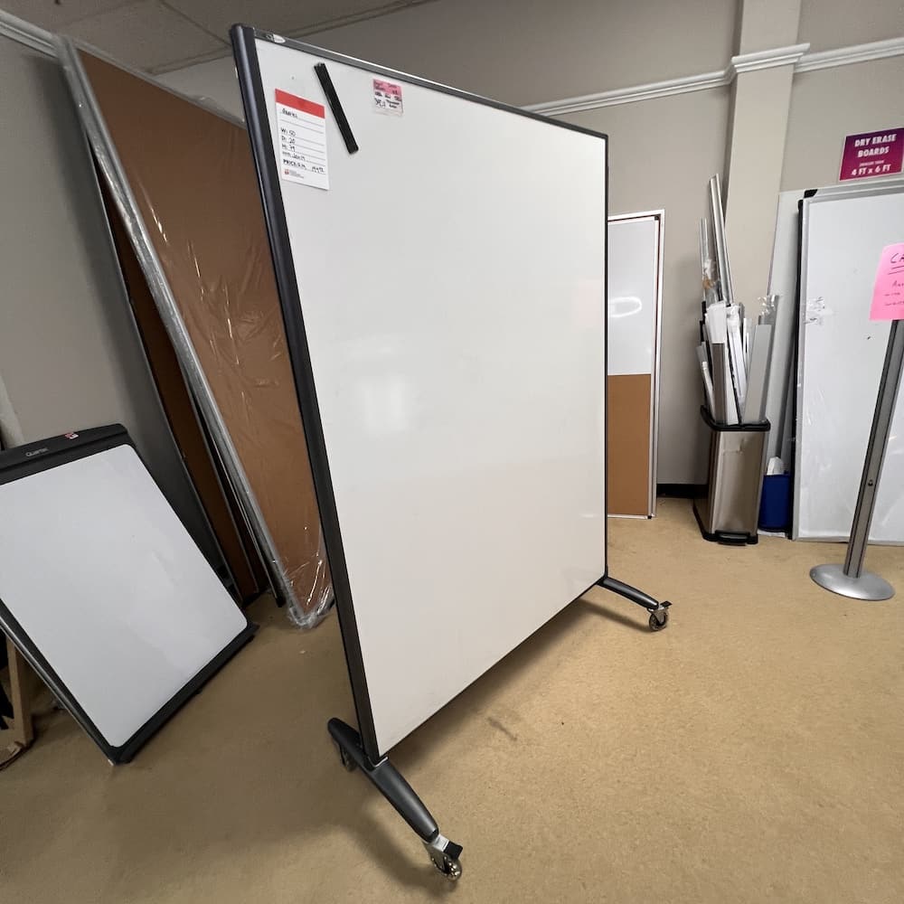 quartet motion dry erase board, rolling room divider, used office furniture