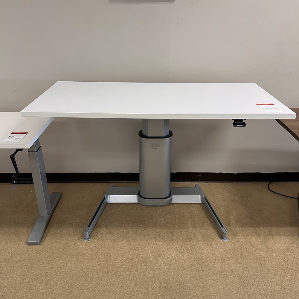 steelcase details pneumatic height adjustable desk, used office furniture