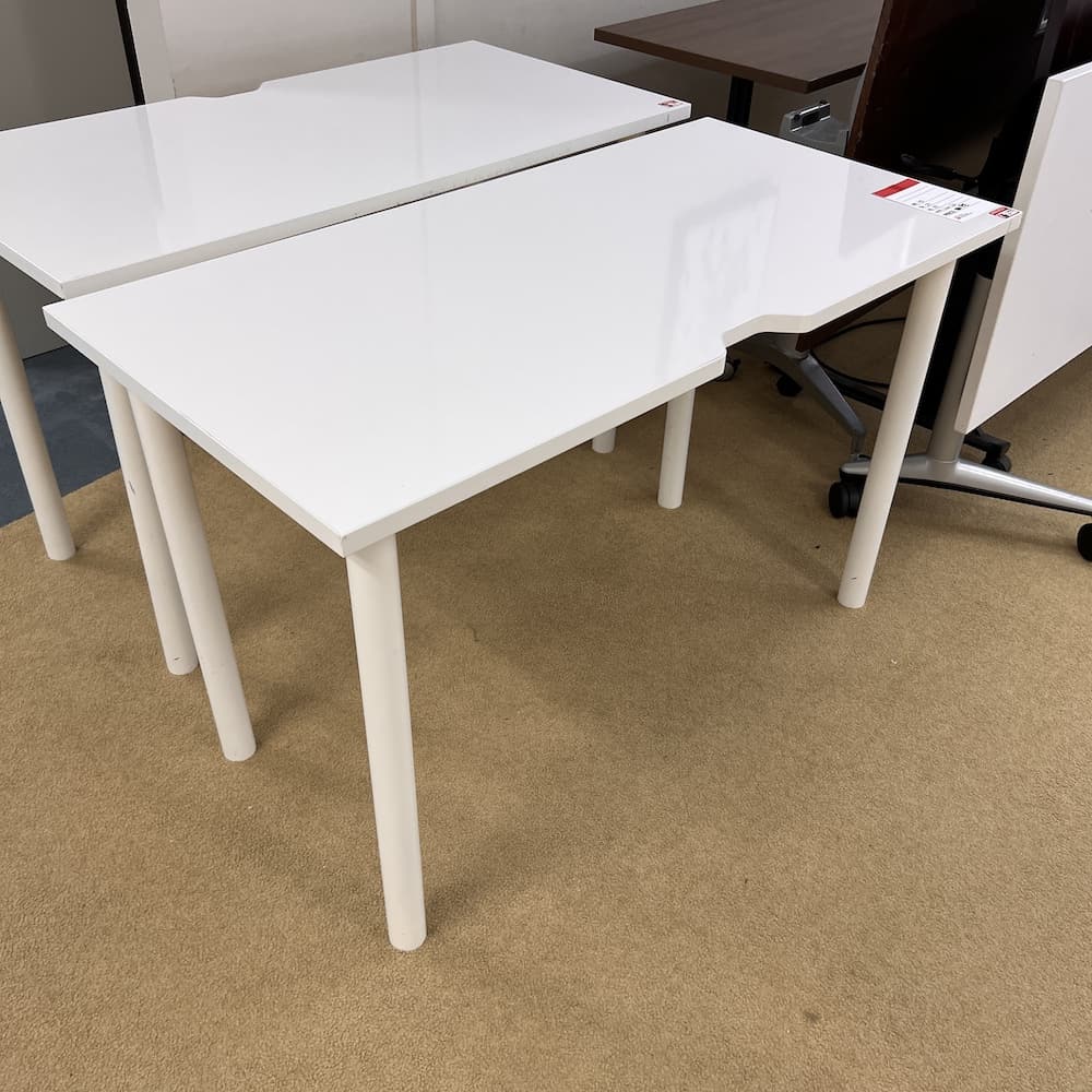 glossy laminate white table desk 48 x 24, used office furniture