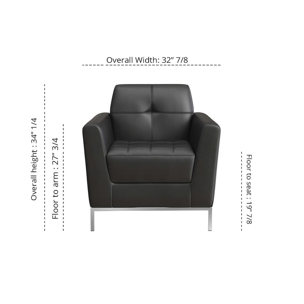 new black PU vinyl modern chair, commercial seating for reception and lounge areas, office and waiting rooms