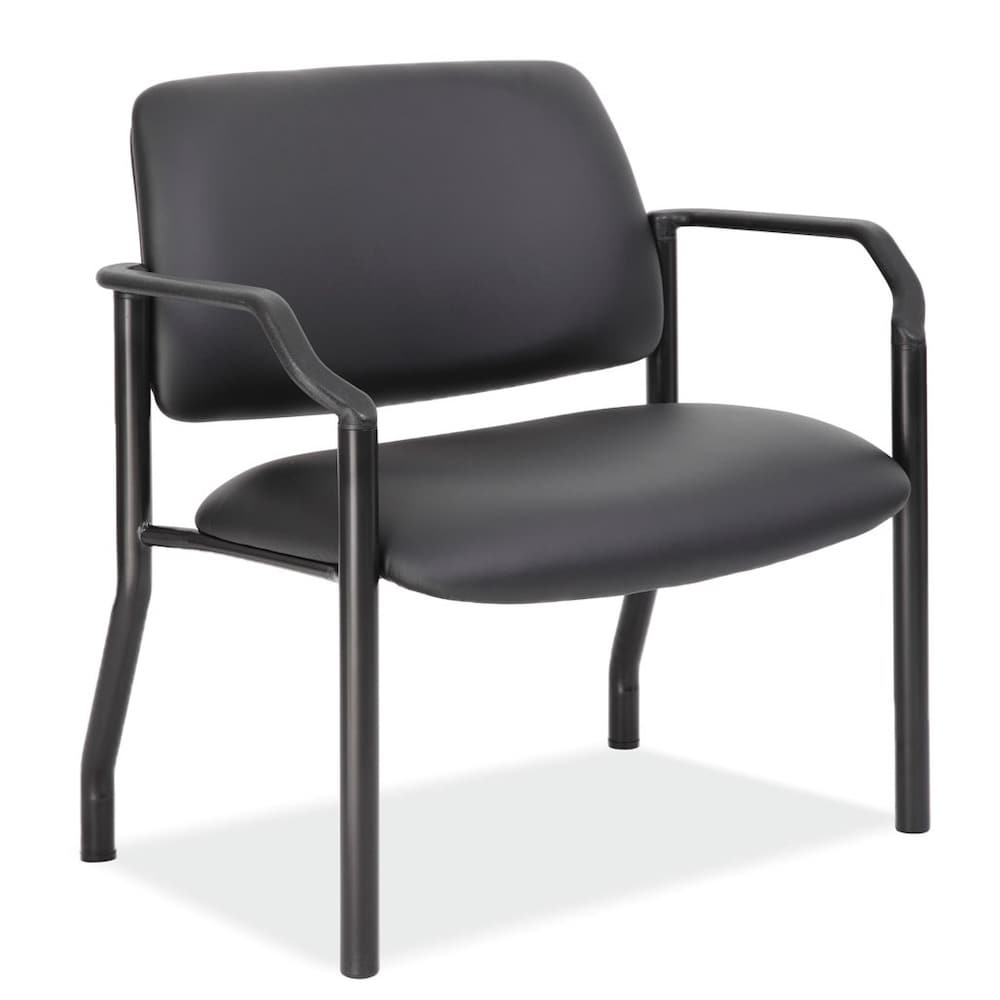 black vinyl antimicrobial guest chair, geriatric, big and tall 500lb lounge reception area seating, medical